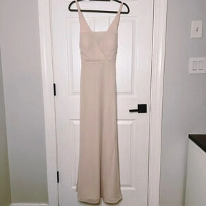 BIRDY GREY Sz S Light Pink Maxi Dress Tie Back Bridesmaid‎ Dress
